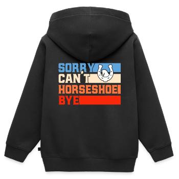 Jeu de lancer de fer à cheval Lancer de fer à cheval Lancer de fer à cheval Lancer de fer à cheval - Sweat Premium à capuche zippé enfant bio - noir - Dos - AI Model Kid Male (0cm)