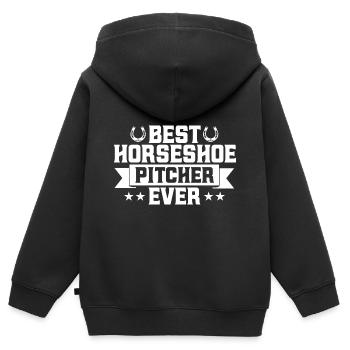 Jeu de lancer de fer à cheval lancer de fer à cheval - Sweat Premium à capuche zippé enfant bio - noir - Dos - AI Model Kid Male (0cm)
