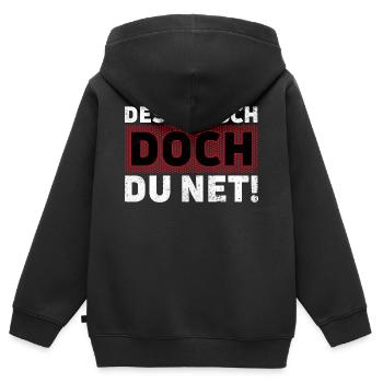 Des Woisch doch Du net. Alemannischer Dialekt - Kinder Premium Organic Zip Hoodie - Schwarz - Hinten - AI Model Kid Male (0cm)