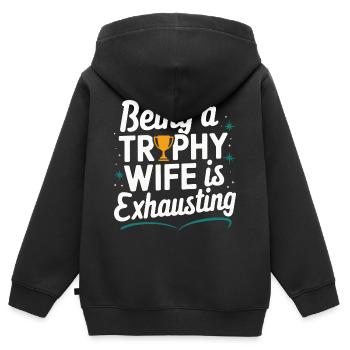 Frau Ehefrau Partnerin Familie Verheiratet - Kinder Premium Organic Zip Hoodie - Schwarz - Hinten - AI Model Kid Male (0cm)