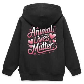 Végétarien Végétalien Végétarien Végétarien - Sweat Premium à capuche zippé enfant bio - noir - Dos - AI Model Kid Male (0cm)