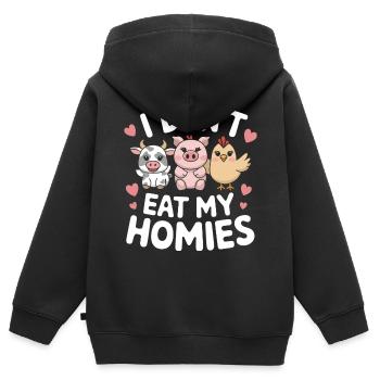Vegetarian Vegan Veggie Vegetarian - Kids Premium Organic Zip-up Hoodie - black - Back - AI Model Kid Male (0cm)