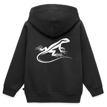 Echse - Kinder Premium Organic Zip Hoodie - Schwarz - Hinten - AI Model Kid Male (0cm)