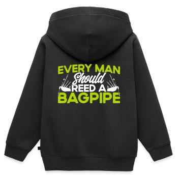 Dudelsack Dudelsackspieler Dudelsäcke Geschenk - Kinder Premium Organic Zip Hoodie - Schwarz - Hinten - AI Model Kid Male (0cm)