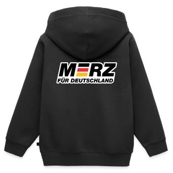 Merz für Deutschland - Kanzler - Kanzlerkandidat - Kinder Premium Organic Zip Hoodie - Schwarz - Hinten - AI Model Kid Male (0cm)
