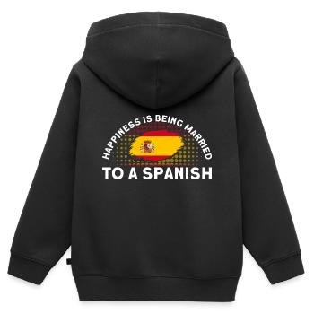 Drapeau espagnol Cadeau racines espagnoles - Sweat Premium à capuche zippé enfant bio - noir - Dos - AI Model Kid Male (0cm)