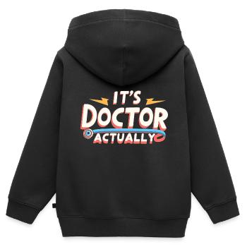 It's Doctor Actually 14 - Kinder Premium Organic Zip Hoodie - Schwarz - Hinten - AI Model Kid Male (0cm)