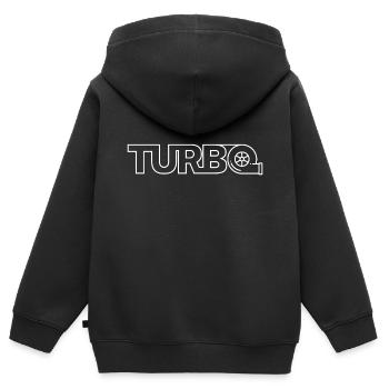 Turbo - Kinder Premium Organic Zip Hoodie - Schwarz - Hinten - AI Model Kid Male (0cm)