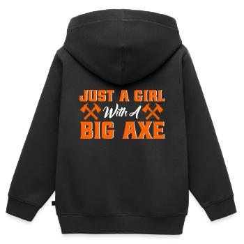 Compétitions de lancer de hache en hache - Sweat Premium à capuche zippé enfant bio - noir - Dos - AI Model Kid Male (0cm)