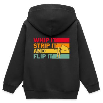 Peitsche es, zieh es aus und wirf es Fahnenwache G - Kinder Premium Organic Zip Hoodie - Schwarz - Hinten - AI Model Kid Male (0cm)