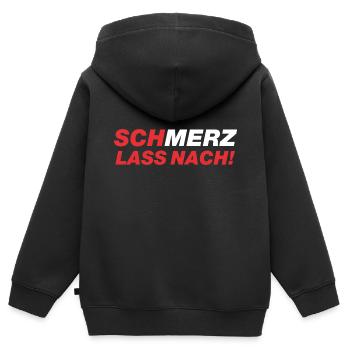 SchMerz lass nach - nein zu Merz - Kinder Premium Organic Zip Hoodie - Schwarz - Hinten - AI Model Kid Male (0cm)