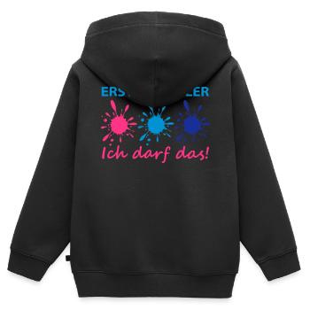 Erstklässler Schulanfang - Kinder Premium Organic Zip Hoodie - Schwarz - Hinten - AI Model Kid Male (0cm)