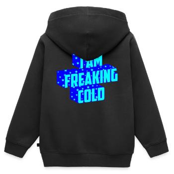 J’ai sacrément froid | Les couleurs peuvent être changées - Sweat Premium à capuche zippé enfant bio - noir - Dos - AI Model Kid Male (0cm)