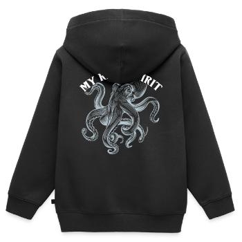 Oktopus ist mein Lieblingstier mein Spirit - Kinder Premium Organic Zip Hoodie - Schwarz - Hinten - AI Model Kid Male (0cm)