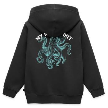 Oktopus ist mein Lieblingstier mein Spirit - Kinder Premium Organic Zip Hoodie - Schwarz - Hinten - AI Model Kid Male (0cm)