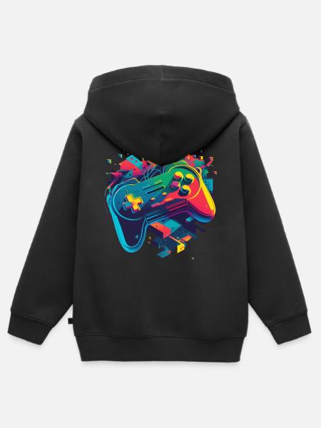 Retro Konsole - Kinder Premium Organic Zip Hoodie - Schwarz