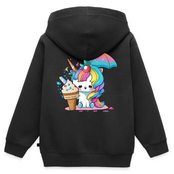 Einhorn-Feenstaub - Lassen Sie sich verzaubern - Kinder Premium Organic Zip Hoodie - Schwarz - Hinten - AI Model Kid Male (0cm)