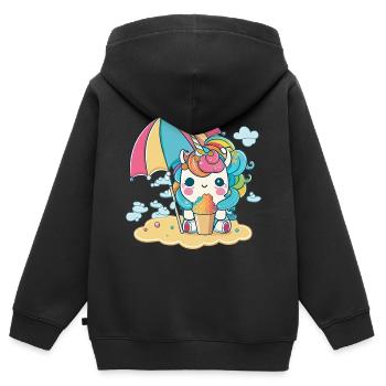Eiscreme Einhorn - Die süßeste Versuchung - Kinder Premium Organic Zip Hoodie - Schwarz - Hinten - AI Model Kid Male (0cm)
