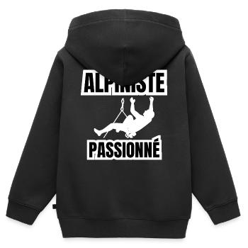 alpiniste passionné - Sweat Premium à capuche zippé enfant bio - noir - Dos - AI Model Kid Male (0cm)