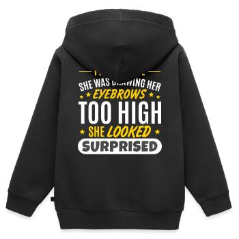 Lustige Augenbrauen Papa Witz Ehefrau Ehemann - Kinder Premium Organic Zip Hoodie - Schwarz - Hinten - AI Model Kid Male (0cm)