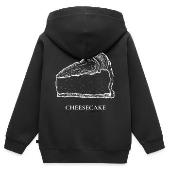 Käsekuchen Zeichnung - Kinder Premium Organic Zip Hoodie - Schwarz - Hinten - AI Model Kid Male (0cm)