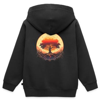 Baum des Lebens Kreislauf der Geburt und Wachstum - Kinder Premium Organic Zip Hoodie - Schwarz - Hinten - AI Model Kid Male (0cm)