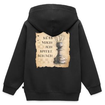 Küss mich, ich spiele Schach. Pawn King / Queen. - Kinder Premium Organic Zip Hoodie - Schwarz - Hinten - AI Model Kid Male (0cm)