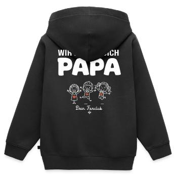 Wir lieben dich Papa dein Fanclub 3 Kinder - Kinder Premium Organic Zip Hoodie - Schwarz - Hinten - AI Model Kid Male (0cm)