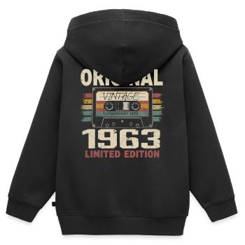 1963 Geburtstagsgeschenk 1963 Jahrgang 1963 Retro - Kinder Premium Organic Zip Hoodie - Schwarz - Hinten - AI Model Kid Male (0cm)