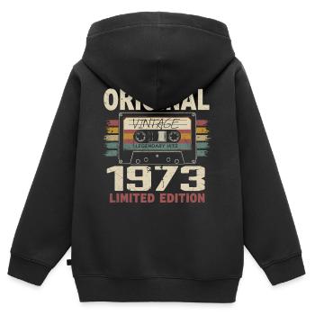 1973 Geburtstagsgeschenk 1973 Jahrgang 1973 Retro - Kinder Premium Organic Zip Hoodie - Schwarz - Hinten - AI Model Kid Male (0cm)