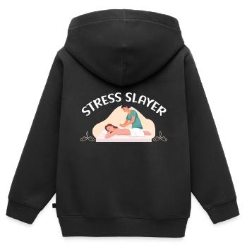 Stresstöter Massage-Therapeut Massage-Therapie - Kinder Premium Organic Zip Hoodie - Schwarz - Hinten - AI Model Kid Male (0cm)