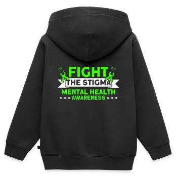 Sensibilisation à la prévention de la dépression de G psychologique - Sweat Premium à capuche zippé enfant bio - noir - Dos - AI Model Kid Male (0cm)