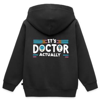 It's Doctor Actually 12 - Kinder Premium Organic Zip Hoodie - Schwarz - Hinten - AI Model Kid Male (0cm)