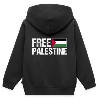 Liberté Palestine Palestine Libre Palestine palestinienne - Sweat Premium à capuche zippé enfant bio - noir - Dos - AI Model Kid Male (0cm)