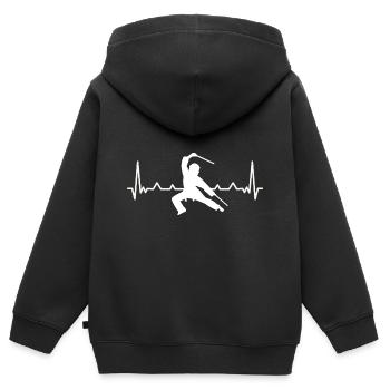 Heartbeat Filipino Arts martiaux Kali Bâtons - Sweat Premium à capuche zippé enfant bio - noir - Dos - AI Model Kid Male (0cm)
