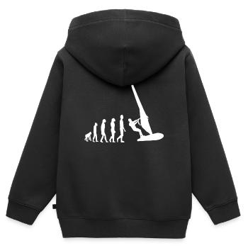 Windsurfing Evolution Windsurfer Surfing - Sweat Premium à capuche zippé enfant bio - noir - Dos - AI Model Kid Male (0cm)