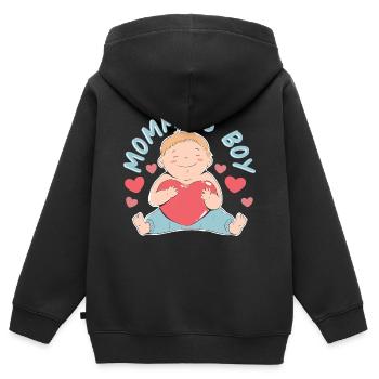 Mommys Boy - Kinder Premium Organic Zip Hoodie - Schwarz - Hinten - AI Model Kid Male (0cm)
