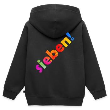 SIEBEN 7 JAHRE 7. GEBURTSTAG - Kinder Premium Organic Zip Hoodie - Schwarz - Hinten - AI Model Kid Male (0cm)