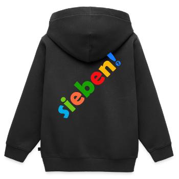SIEBEN 7 JAHRE 7. GEBURTSTAG - Kinder Premium Organic Zip Hoodie - Schwarz - Hinten - AI Model Kid Male (0cm)