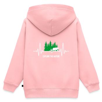 EXPLORE THE NATURE / NATURE DESIGN - Kinder Premium Organic Zip Hoodie - Rosa - Hinten - AI Model Kid Female (0cm)
