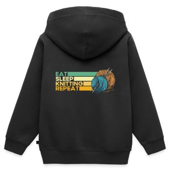 Stricken Stricken Stricken Liebhaber Geschenk - Kinder Premium Organic Zip Hoodie - Schwarz - Hinten - AI Model Kid Male (0cm)