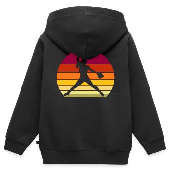 Baseball softball sport - Sweat Premium à capuche zippé enfant bio - noir - Dos - AI Model Kid Male (0cm)