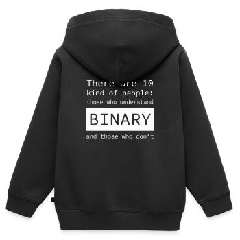 Arten von Menschen: Binär - Kinder Premium Organic Zip Hoodie - Schwarz - Hinten - AI Model Kid Male (0cm)
