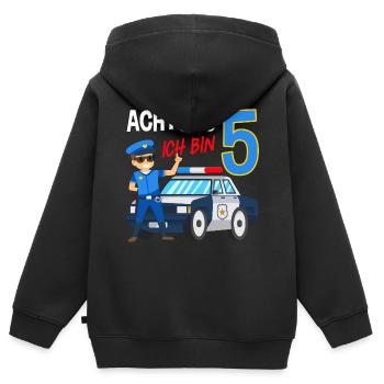 5. Geburtstag Polizei Auto 5 Jahre alt Polizist - Kinder Premium Organic Zip Hoodie - Schwarz - Hinten - AI Model Kid Male (0cm)
