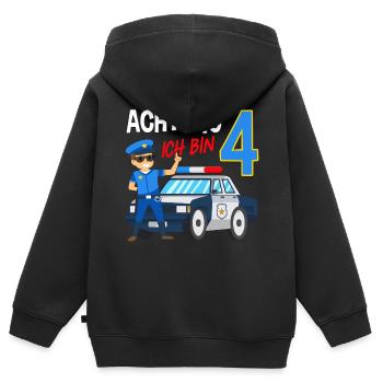 4. Geburtstag Polizei Auto 4 Jahre alt Polizist - Kinder Premium Organic Zip Hoodie - Schwarz - Hinten - AI Model Kid Male (0cm)