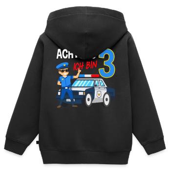 3. Geburtstag Polizei Auto 3 Jahre alt Polizist - Kinder Premium Organic Zip Hoodie - Schwarz - Hinten - AI Model Kid Male (0cm)