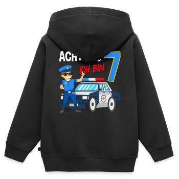 7. Geburtstag Polizei Auto 7 Jahre alt Polizist - Kinder Premium Organic Zip Hoodie - Schwarz - Hinten - AI Model Kid Male (0cm)