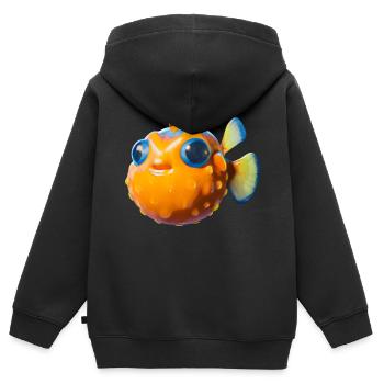 Sweet puffer fish - Kids Premium Organic Zip-up Hoodie - black - Back - AI Model Kid Male (0cm)
