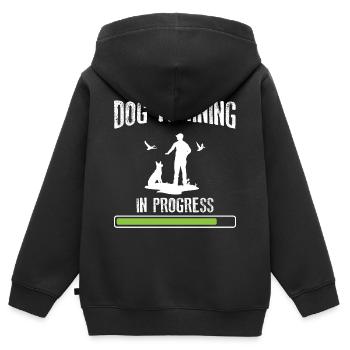 Dog Training In Progress Hundetrainer École canine - Sweat Premium à capuche zippé enfant bio - noir - Dos - AI Model Kid Male (0cm)