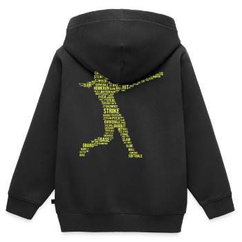 Softball proverbe pour un catcheur de softball - Sweat Premium à capuche zippé enfant bio - noir - Dos - AI Model Kid Male (0cm)